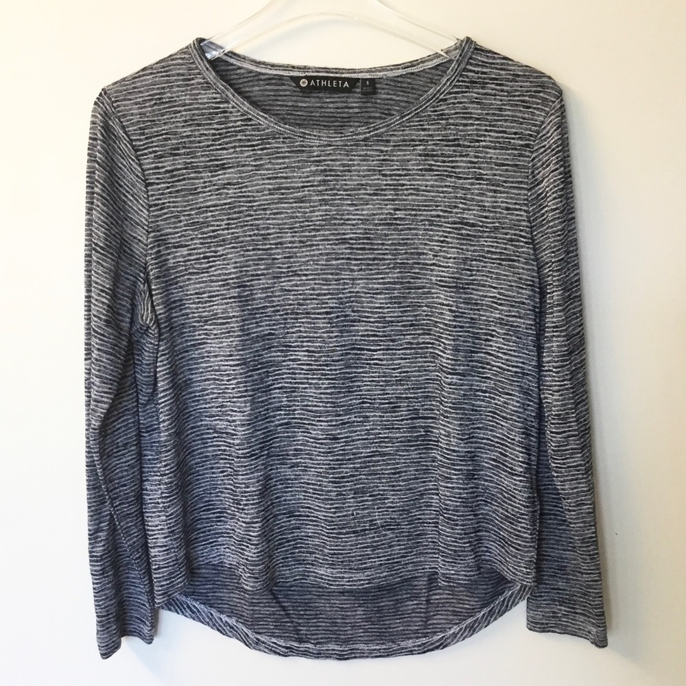 Athleta Beyond Soft Cutout Breezy Open Back Top - Navy/White Stripes - S